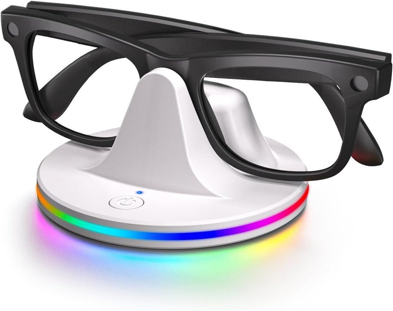 Semaiki Smart Glasses Charging Stand Compatible with RayBan Meta,Charging Dock for Wayfarer/Skyler/Headliner/Oakley HSTN with 7 RGB Lights - Image 1